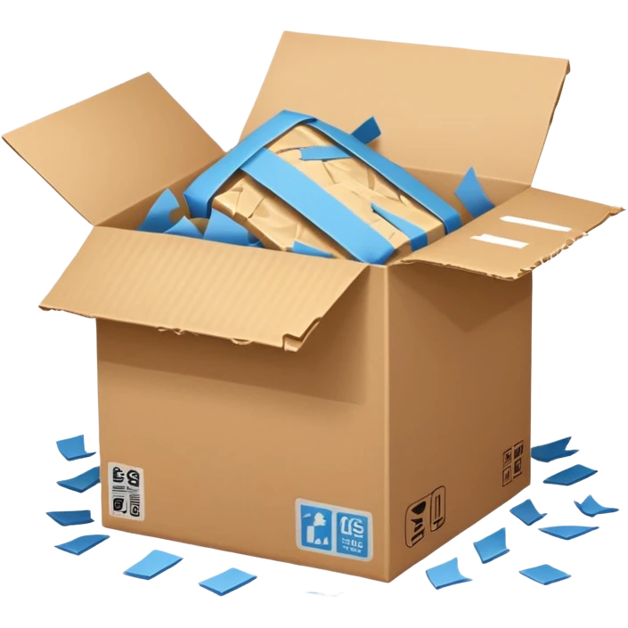 Generate a realistic emoji of a package being extremly desgtroyed  emoji