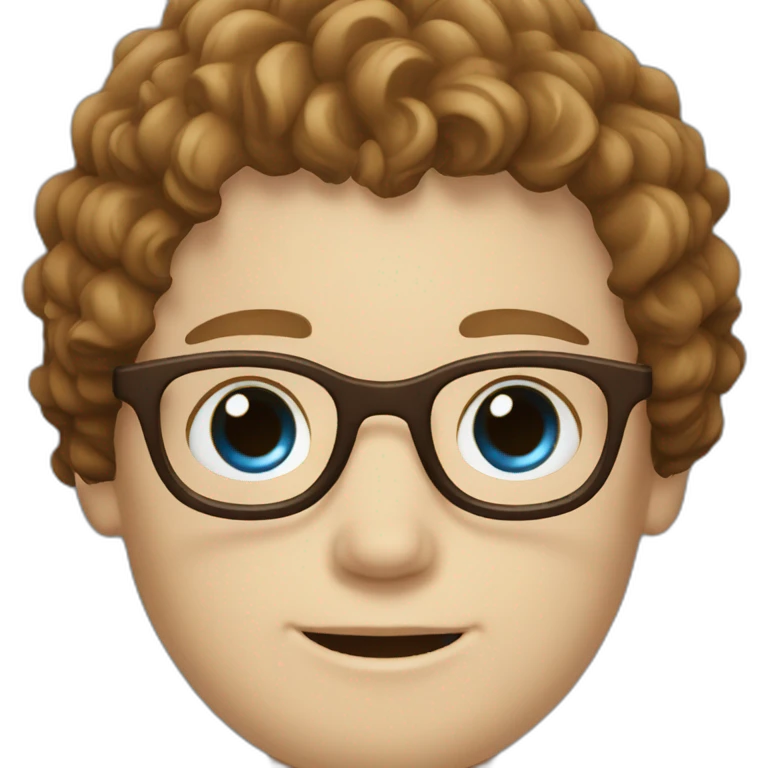 White boy with blue eyes with glasses with brown curly hair emoji