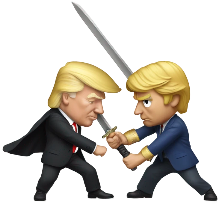 Donald trump sword fighting Justin Trudeau  emoji