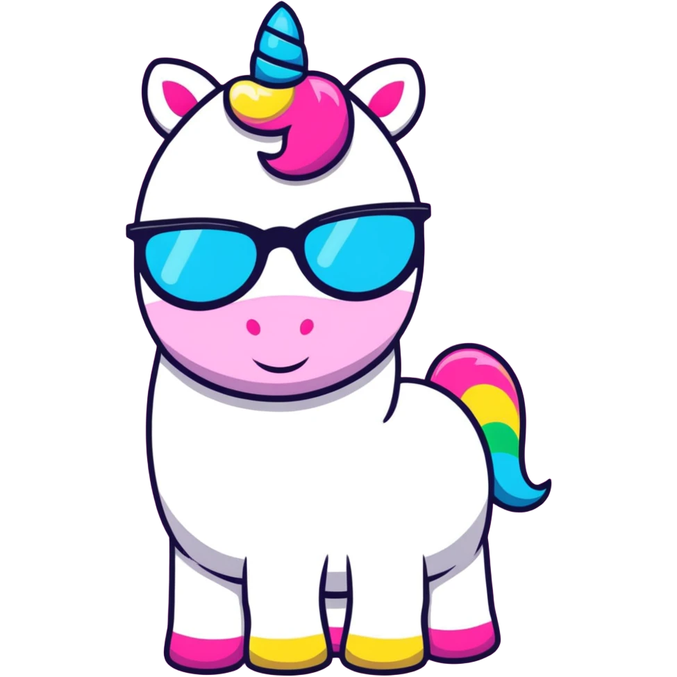 A unicorn with sunglasses emoji
