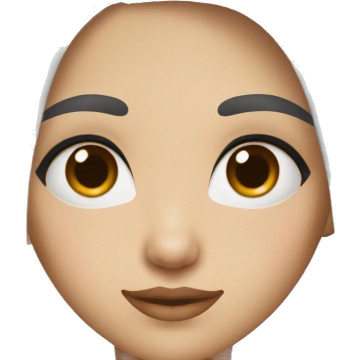 Girl with black hair, big brown eyes thin nose and thin lips  emoji