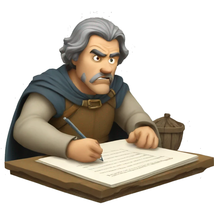 angry man writing tax paper medieval emoji