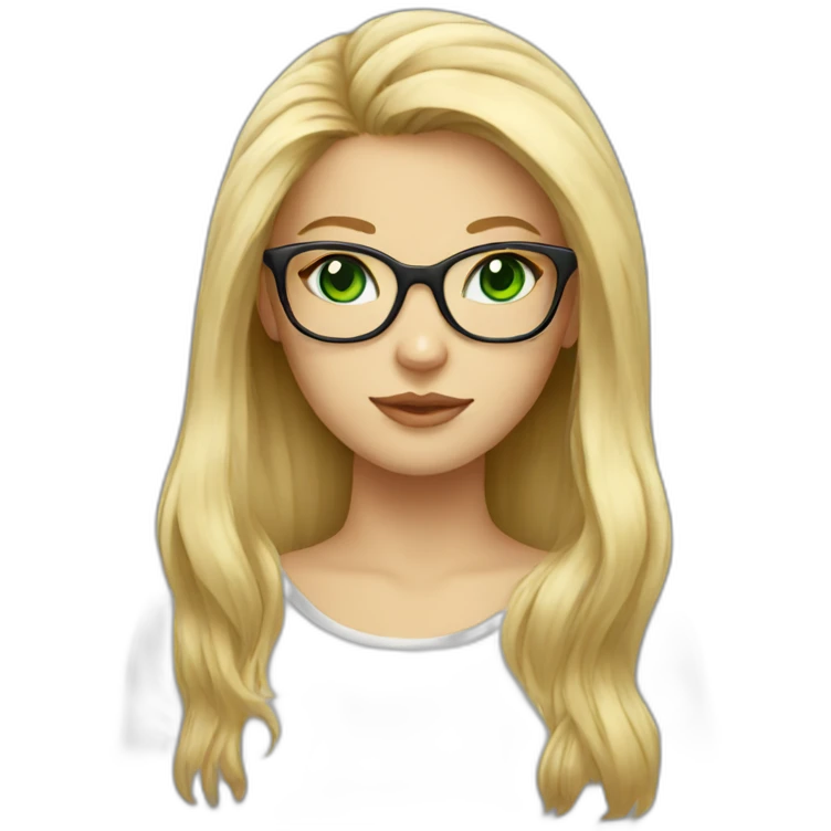 Long blonde hair female cat with glasses and green eyes emoji