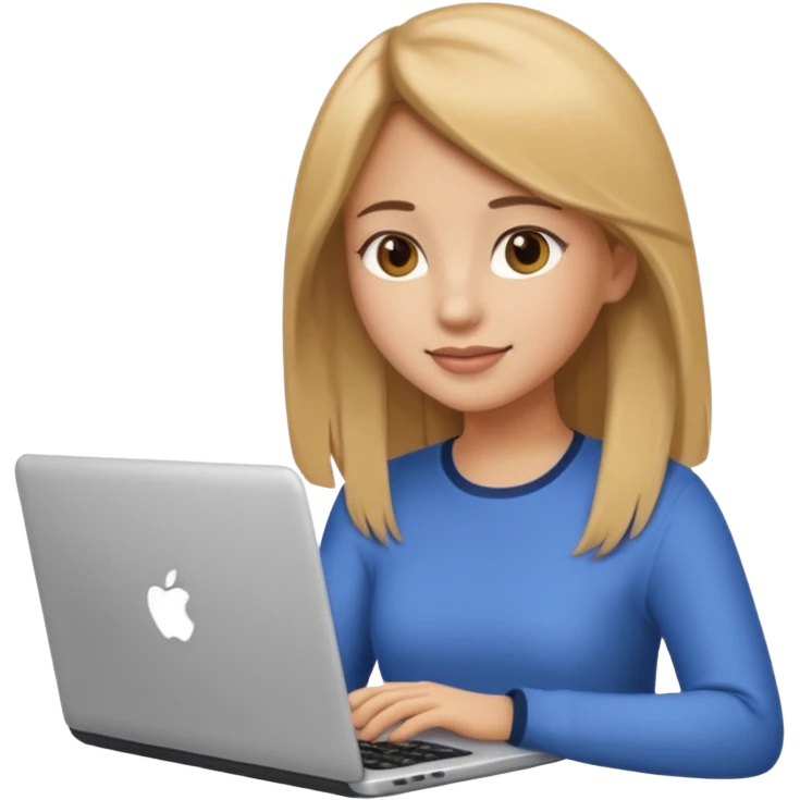Pretty girl with medium long, light golden/brownish hair, Latina, with a laptop, AI-generated emoji. emoji