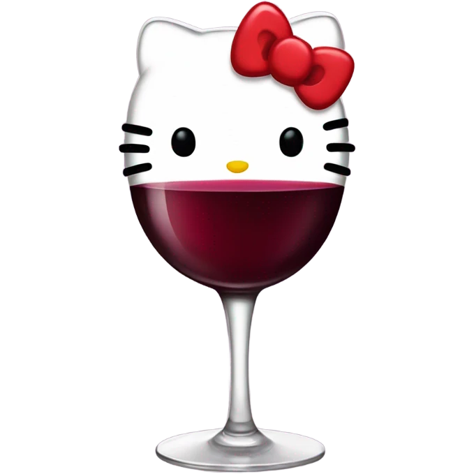 Hello Kitty drinking red wine emoji
