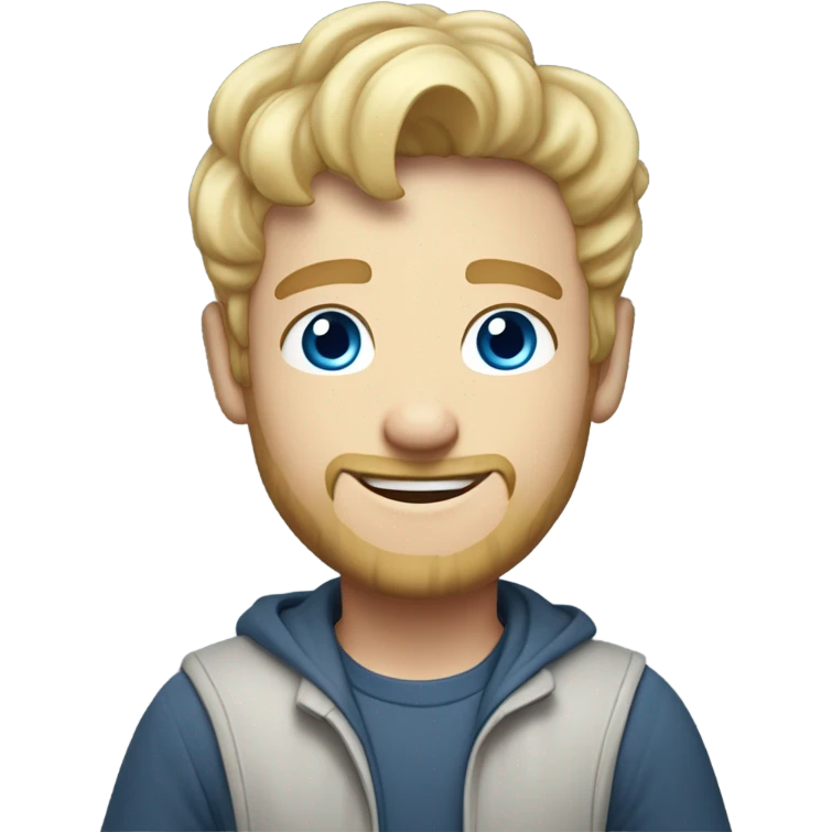 full body raised arms light curl blonde 30yo man blue eyed pale skin emoji