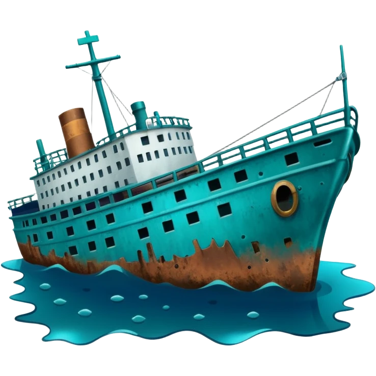 sinking ship in figma colours half underwater emoji