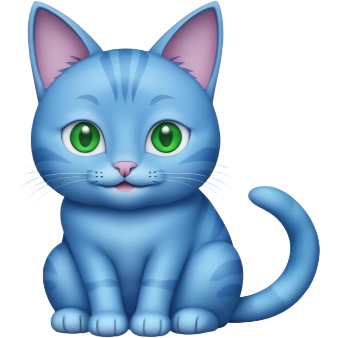 blue cat sitting and smiling emoji