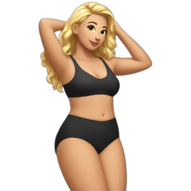 Slim-Thicc caucasian woman swimsuit posing emoji