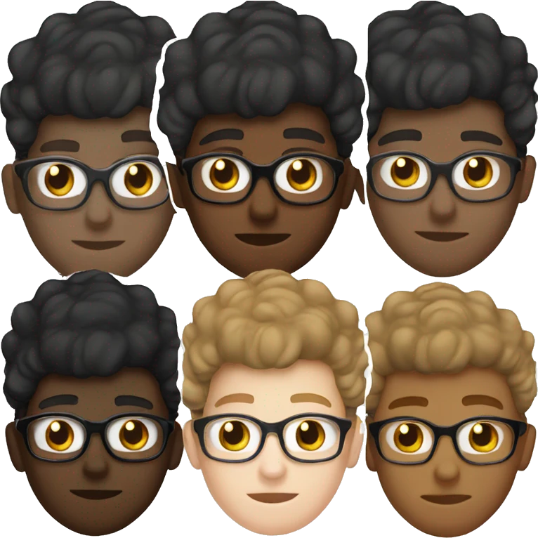 white boy curly long brown hair glasses black hat emoji