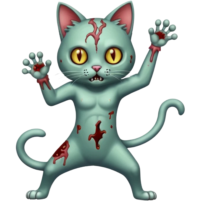 zombie cat full body with action pose emoji