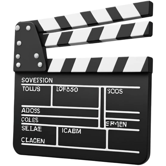 ultra simplified clapperboard, pure geometric abstraction, black and white, absolute minimum details emoji