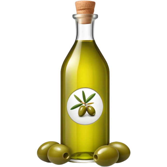 Bottle of olive oil with green olives emoji