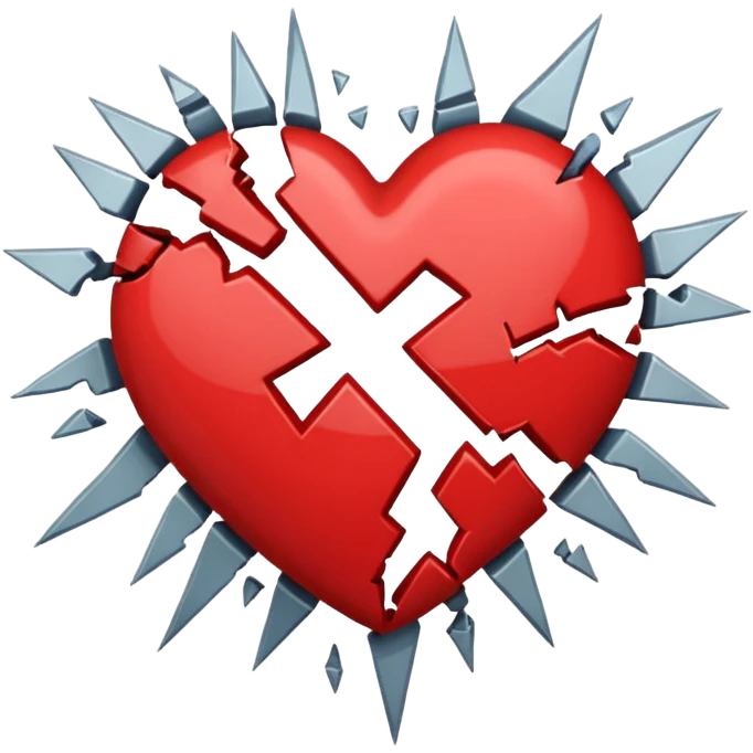 Heart slammed into the ground, cracks + shockwave emoji