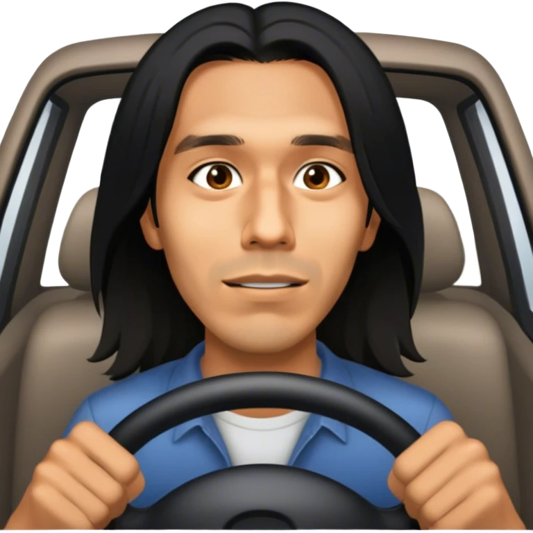 Guy with long hair driving emoji