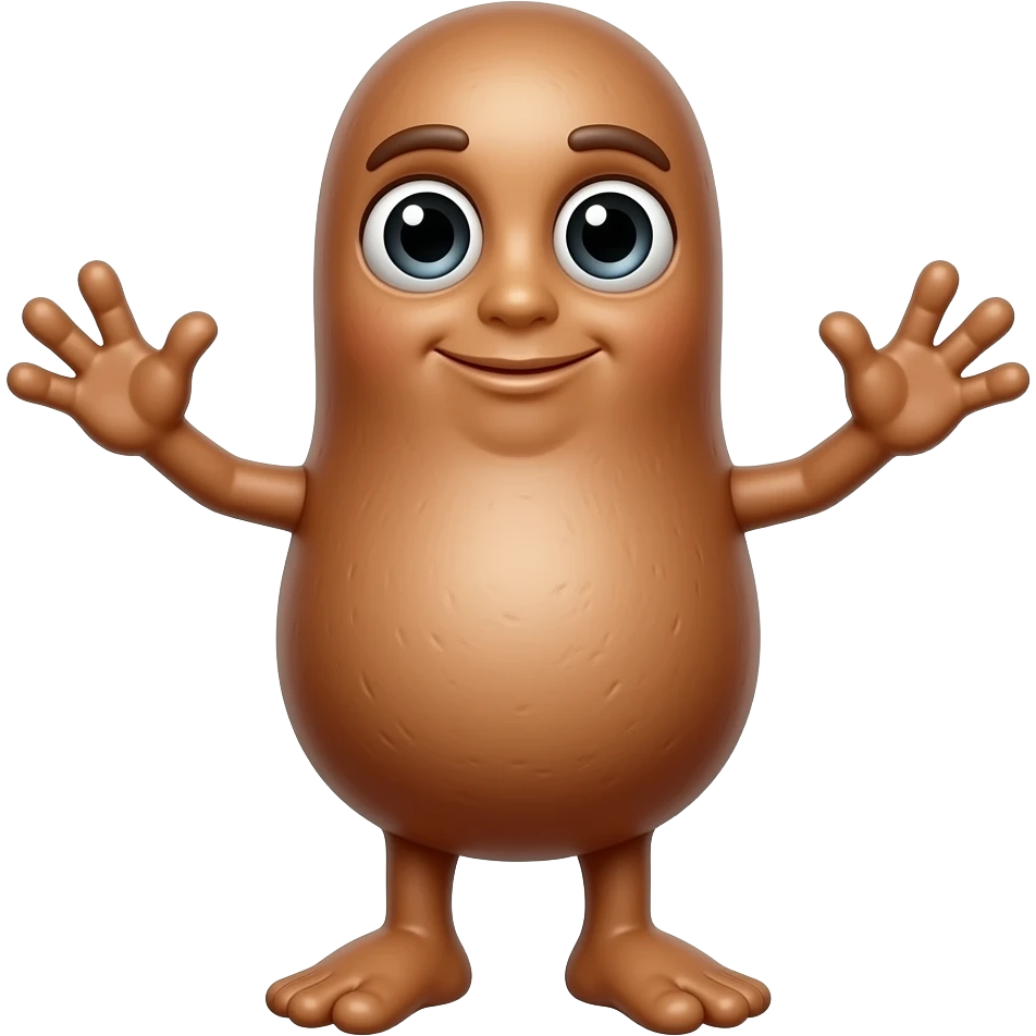 a finger character named fingerling with fingers in positions that make it look like two arms and legs. emoji