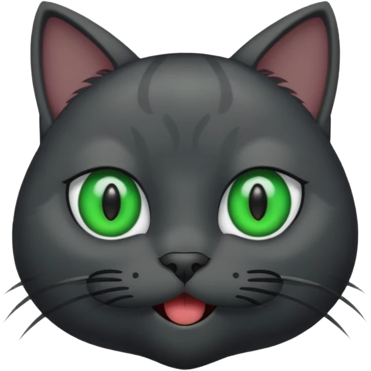 Dark grey cat green eyes is winking emoji
