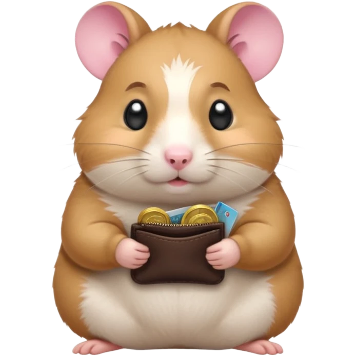 cartoon-style hamster melancholy expression opening his coin purse to showcase he's poor with empty pockets emoji