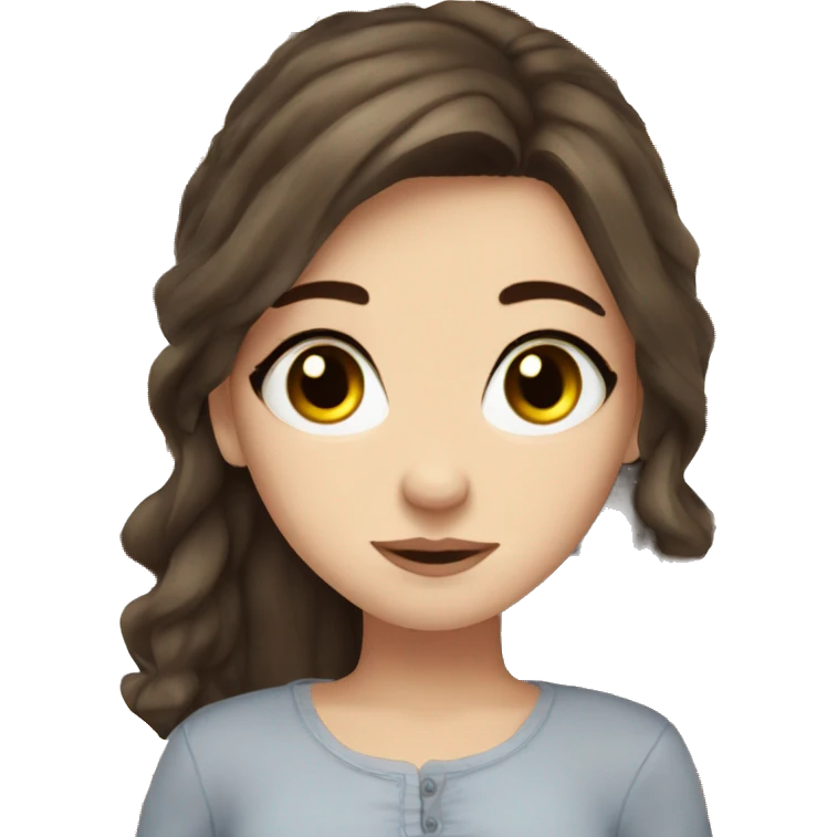 White girl autumn cozy blue eyes dark brown hair emoji