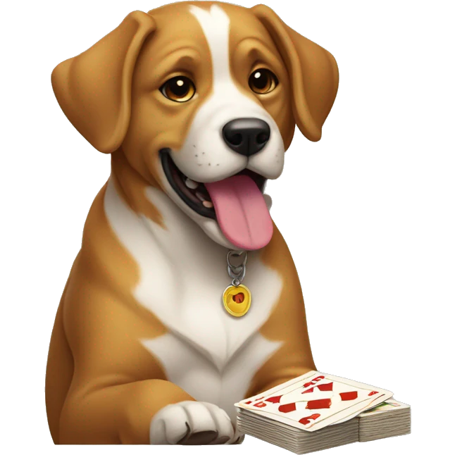 Perro jugando a las cartas emoji