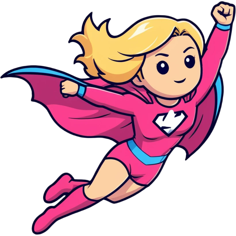 superhero girl with blonde hair and pink outfit flying emoji