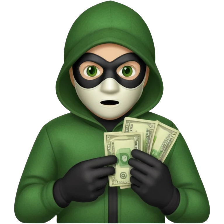 Make a robber emoji holding a bank cash emoji