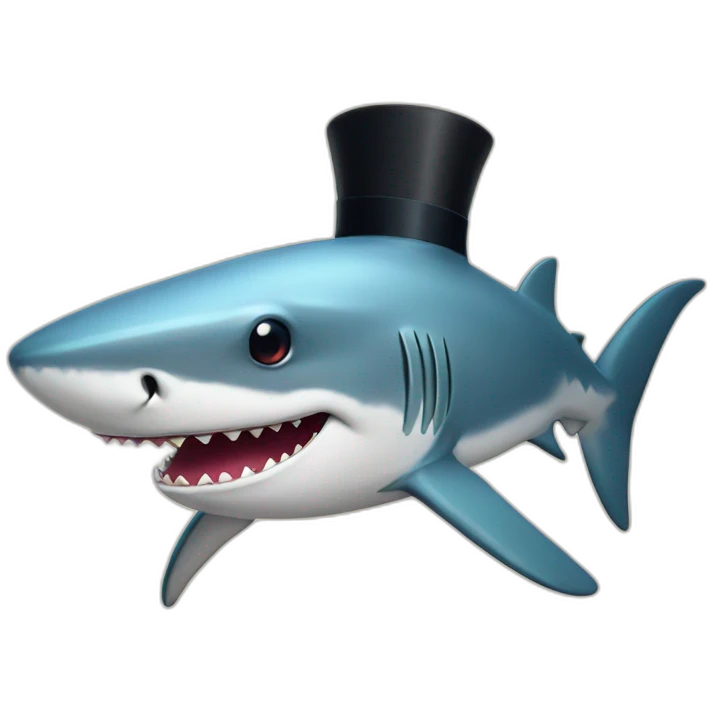 Shark with a top hat emoji