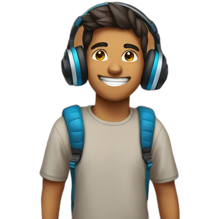 happy Indian teen gamer with gaming headphones emoji