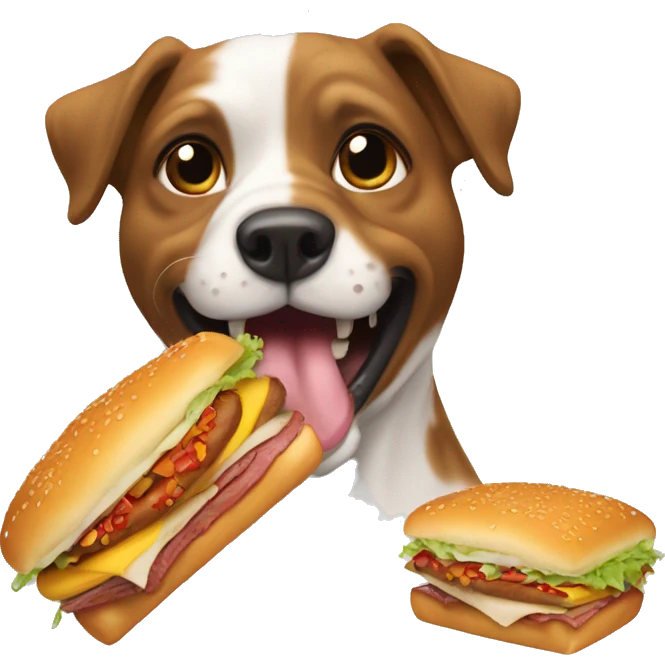 dog eating hambuguer emoji