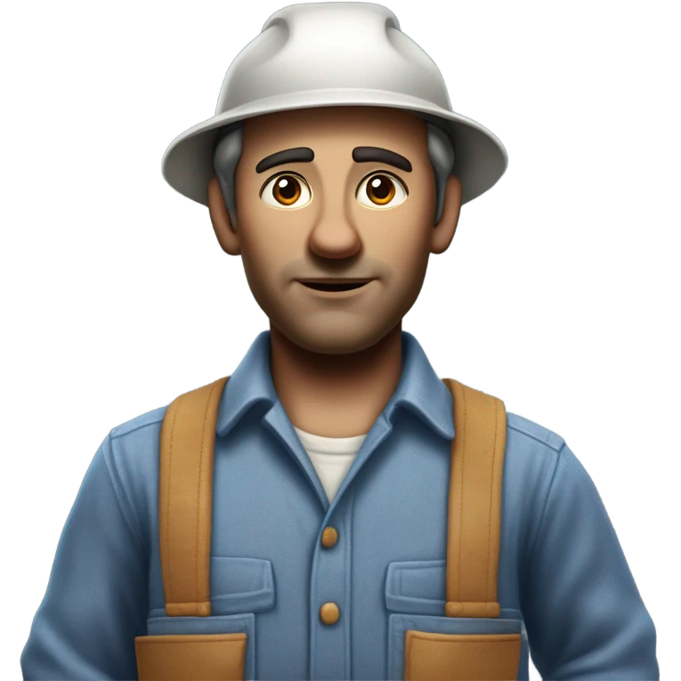 photorealistic blue collar worker 1950s emoji