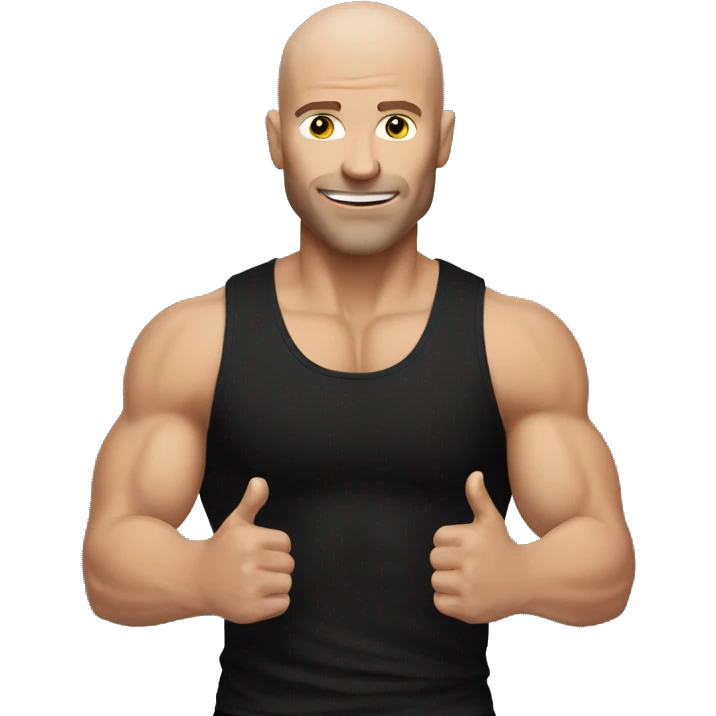 white guy doing shoulder press. no hair. black tank top emoji