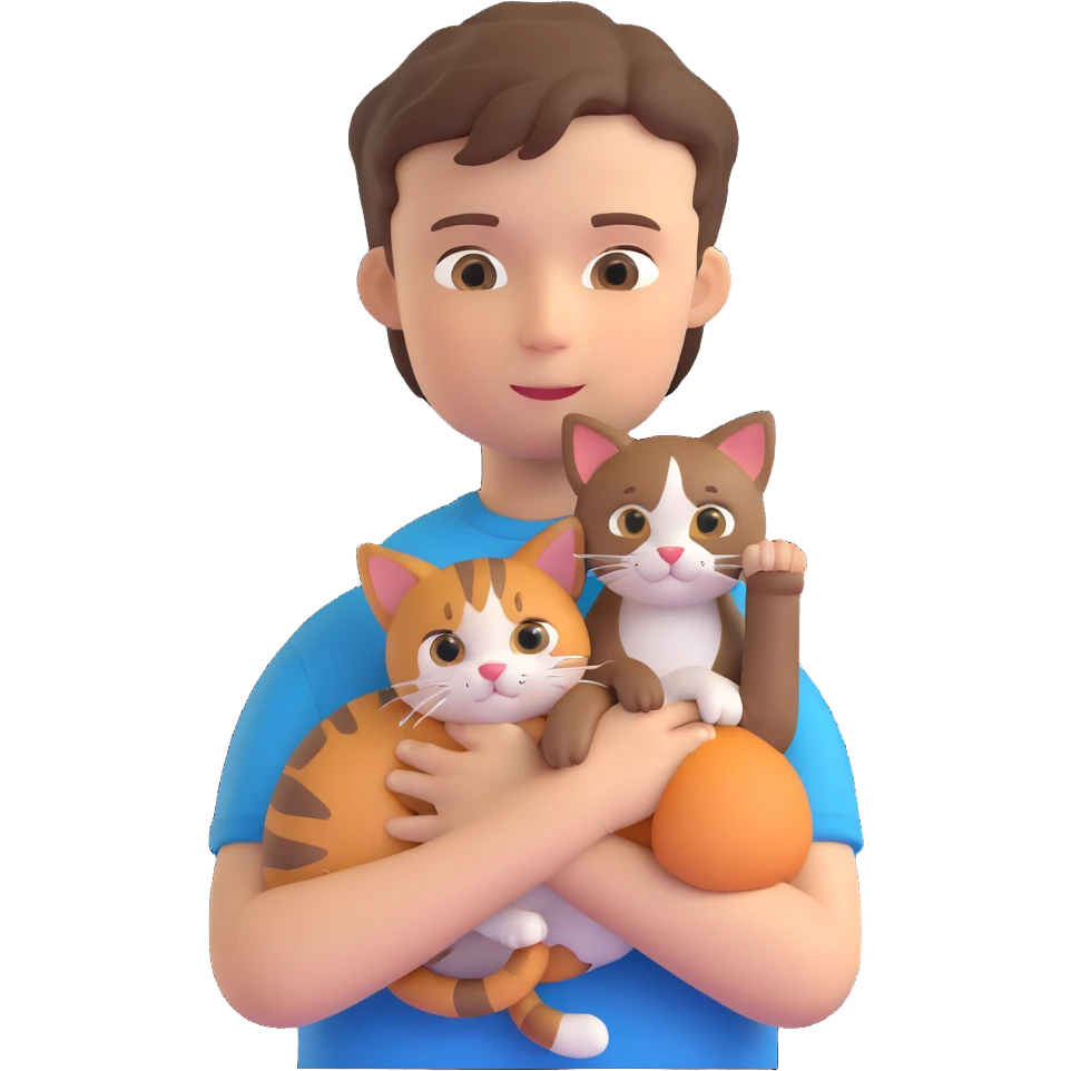 boy and cat pet emoji