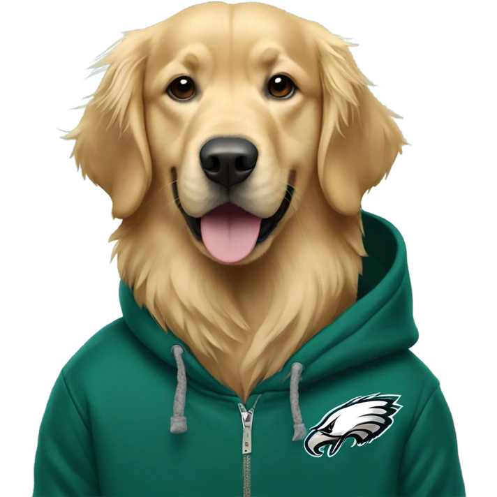 Golden retriever in eagles hoodie  emoji