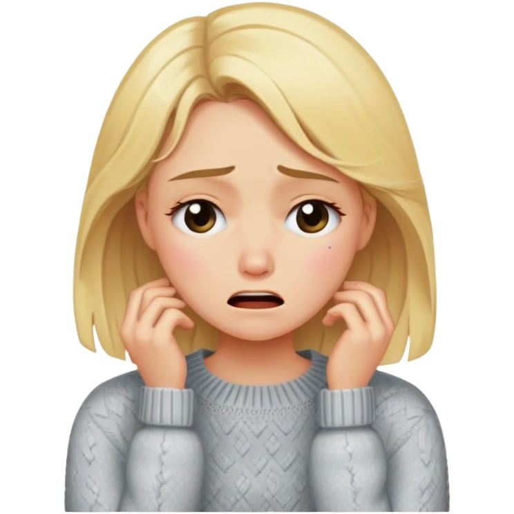 девушка блондинка в свитере плачетъ emoji