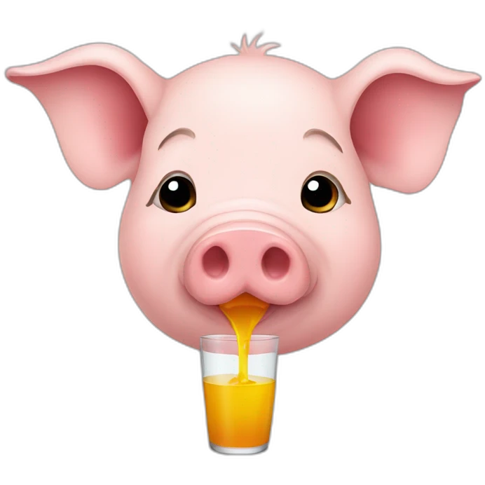 Pig drinking juice from sipper emoji