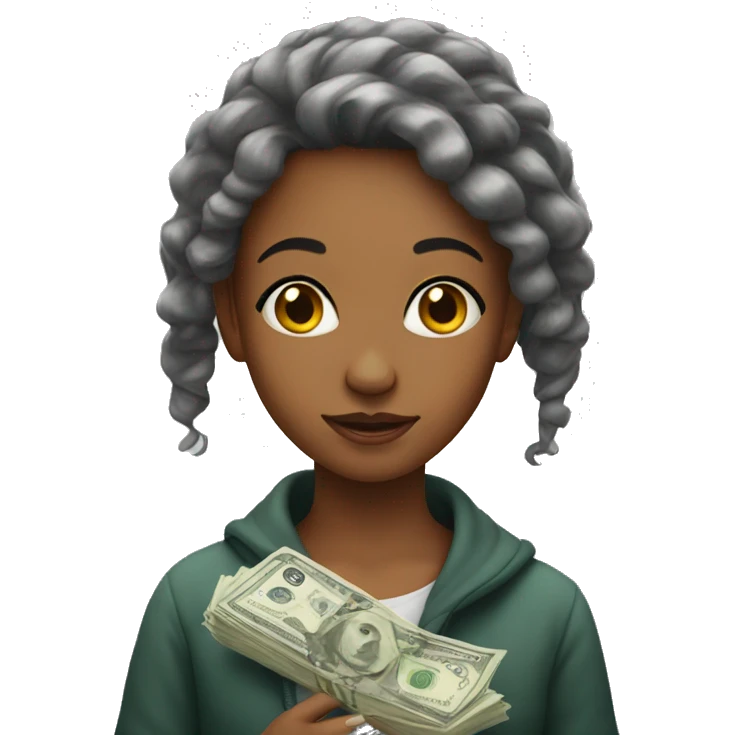 girl with a wad of money on her forehead emoji