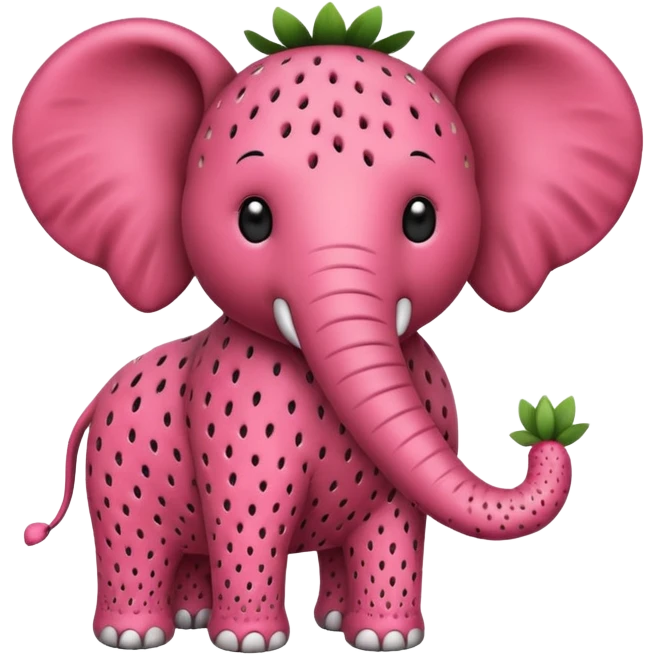 Make a  black and white strawberry elephant emoji