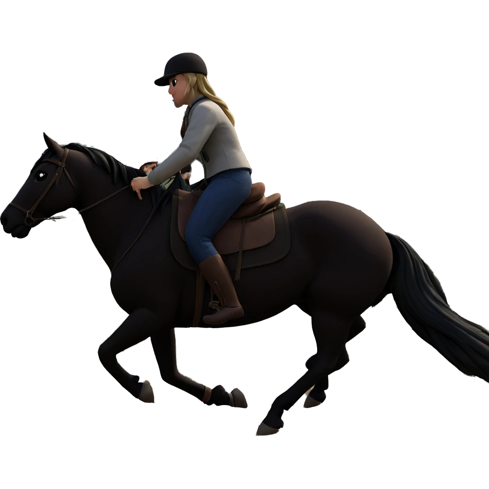 girl riding horse in nature emoji