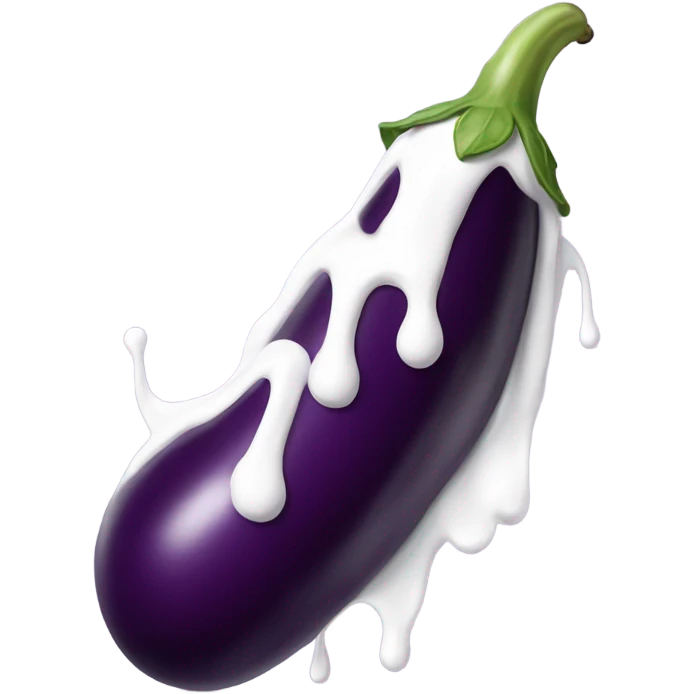 long eggplant with white paint dripping from the top emoji