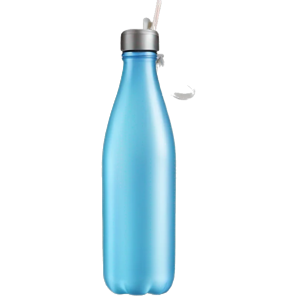 Beige water bottle with handle and straw emoji