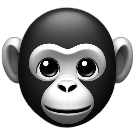 Monkey with a letter M simplistic black and white emoji