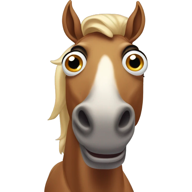 full horse with big goofy eyes and a shocked face emoji