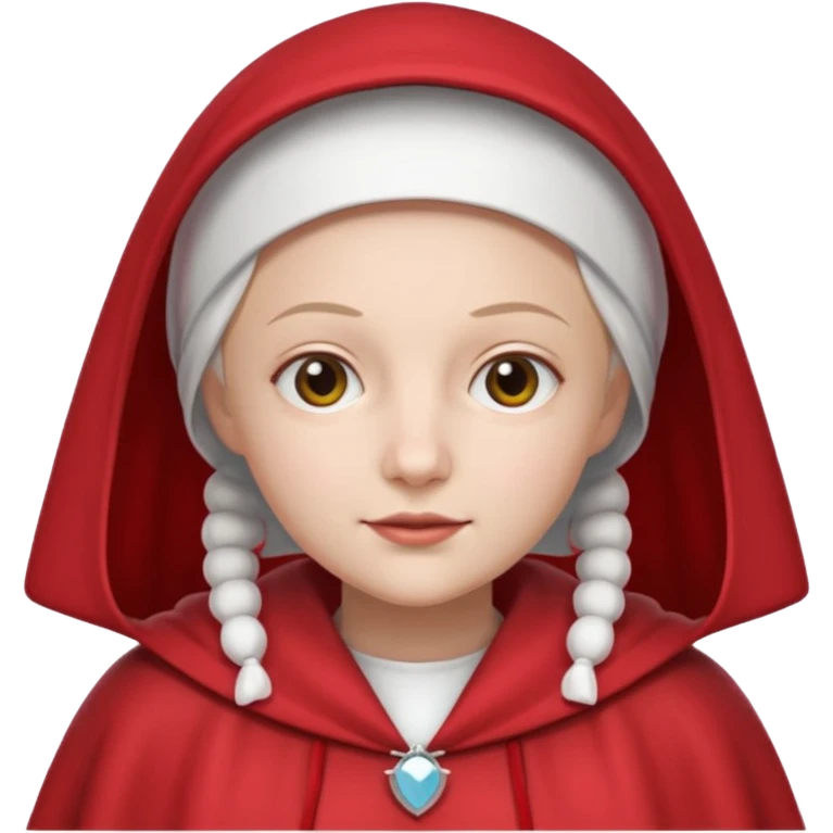 Handmaid's Tale character wearing a white bonnet and red cape emoji