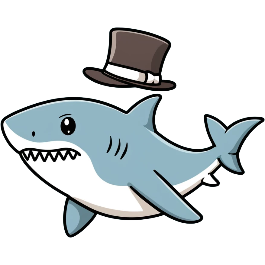Shark with a top hat emoji