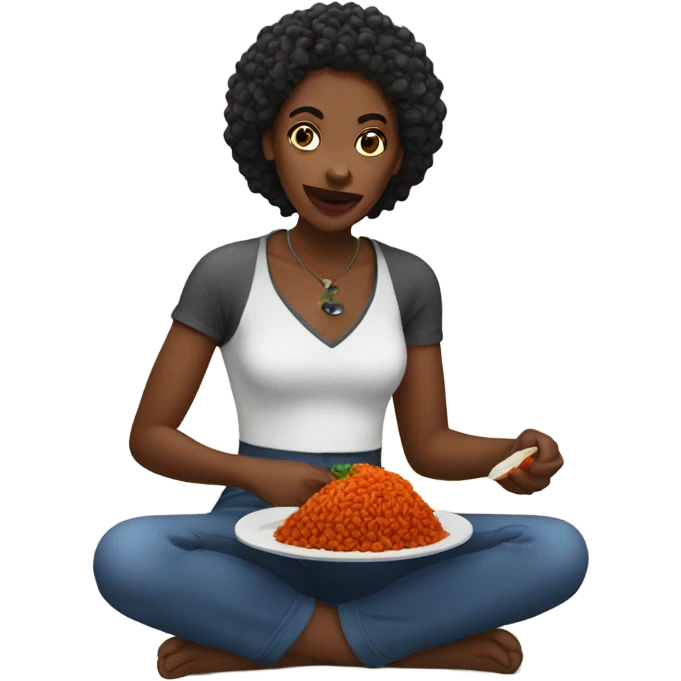 black woman eating jollof emoji