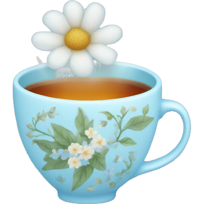 Light blue floral cup of tea  emoji