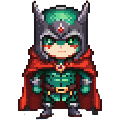 chibi villain character with evil cape emoji
