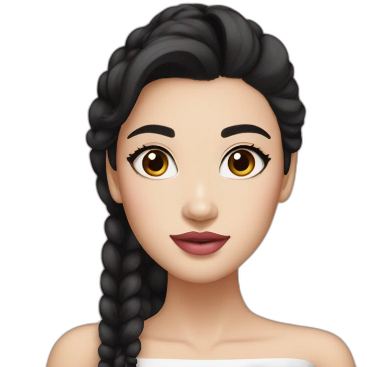 Beautiful woman,Black hair,long hair,White skin,oval face,big eyes,Blackeyes,Pink lips,Chinese emoji