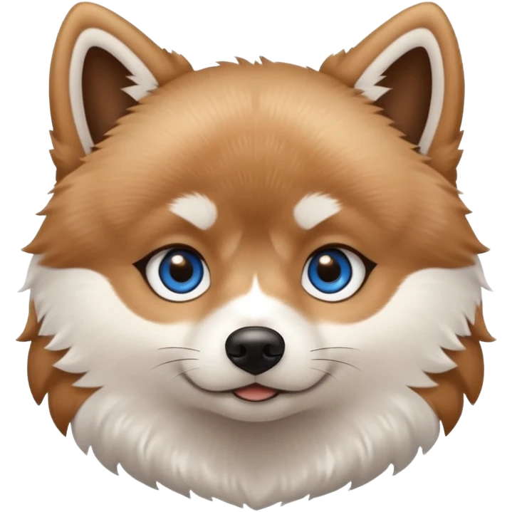 A Brown, light tan and white pomsky with one brown eye and one blue eye. emoji