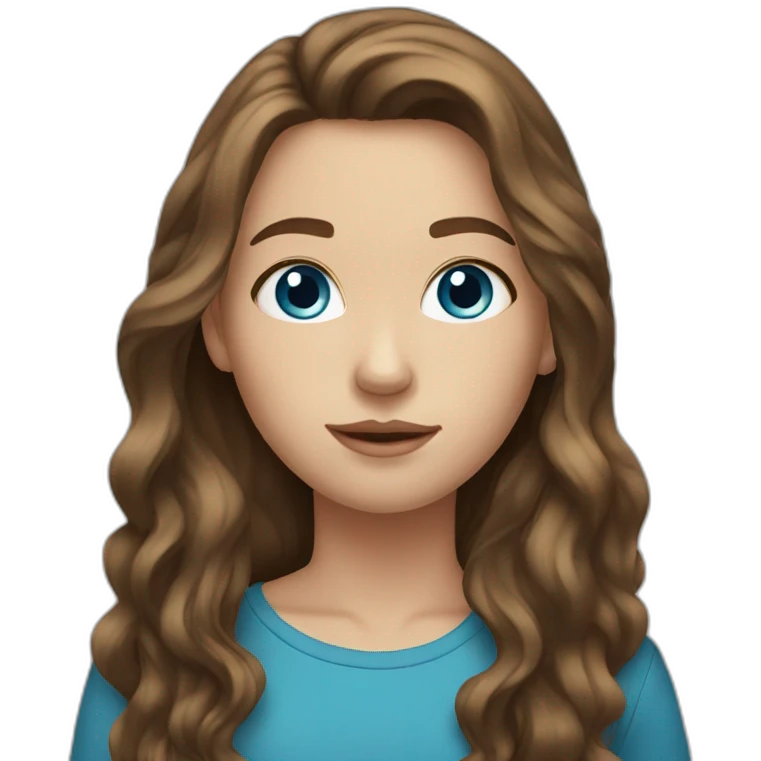 teenage girl long brown hair blue eyes emoji